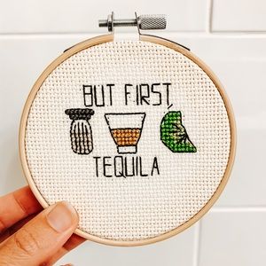 But first, tequila 🧂🥃🍋 cross stitch